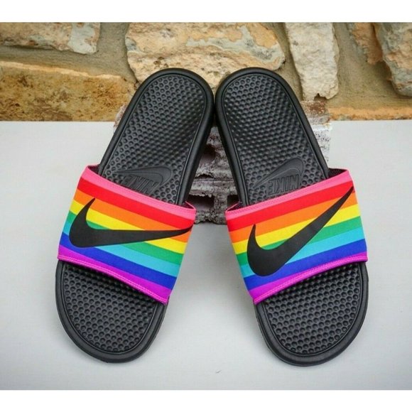 NIKE BENASSI JDI BETRUE Slide Slipper Sz 14 CD2717-001 Rainbow Multi-Color LGBTQ - Picture 4 of 8